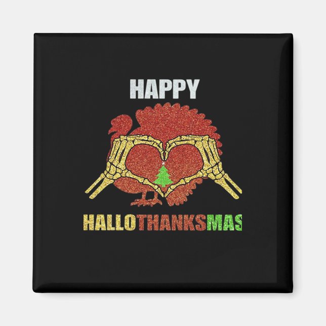 Aimant Happy Hallothanksmas Fun Holiday Season Mashup (Devant)