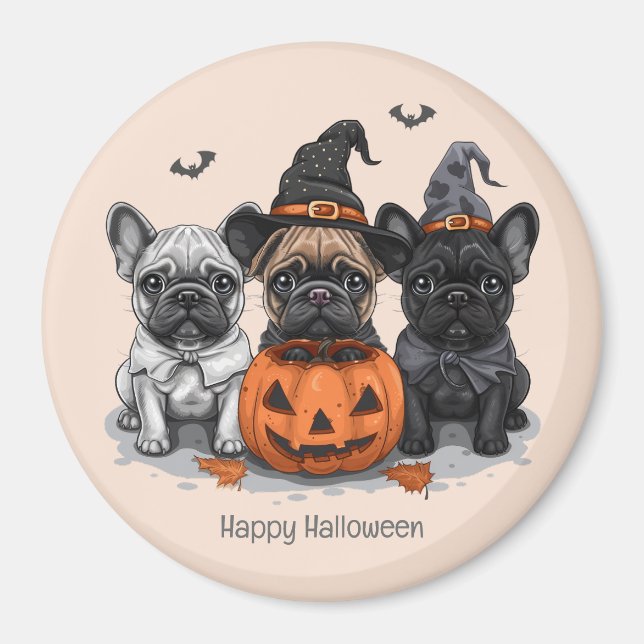 Aimant Happy Halloween Bulldogs français (Devant)