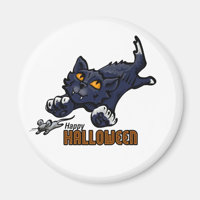 Aimant Happy Halloween Chat et souris (Devant)