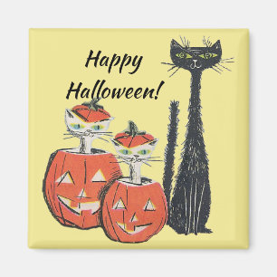 Aimant Happy Halloween Chats noirs Citrouilles