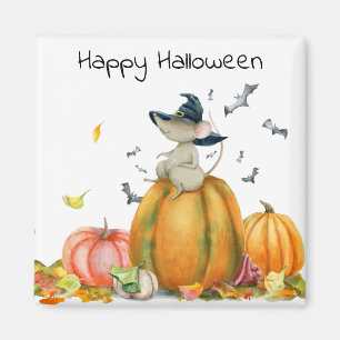 Aimant Happy Halloween mignonne souris sorcière