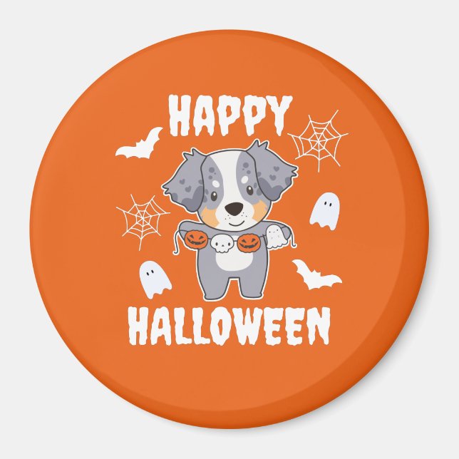Aimant Happy Halloween Shepherd Australien Costume de chi (Devant)