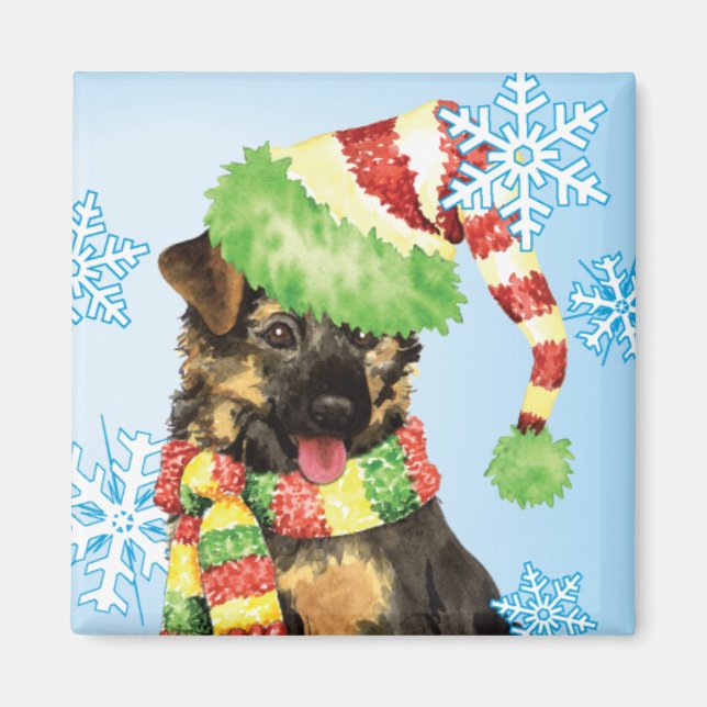 Aimant Happy Howliday berger allemand (Devant)