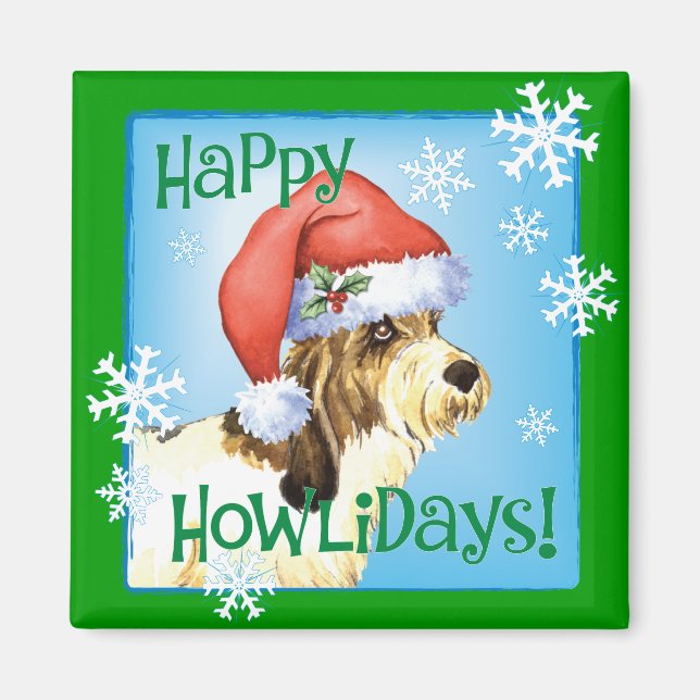 Aimant Happy Howliday PBGV (Devant)
