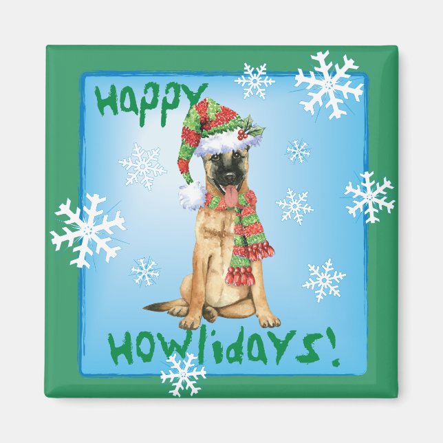 Aimant Happy Howlidays Belge Malinois (Devant)