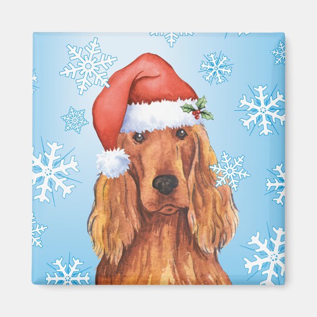 Aimant Happy Howlidays Irish Setter (Devant)