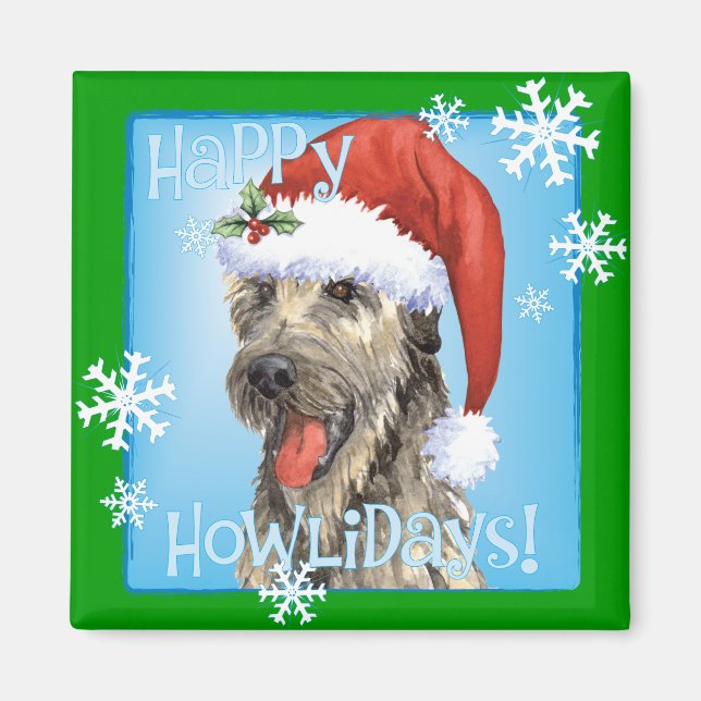 Aimant Happy Howlidays Irish Wolfhound (Devant)