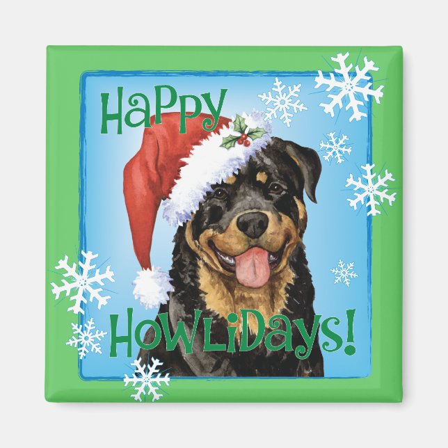 Aimant Happy Howlidays Rottweiler (Devant)