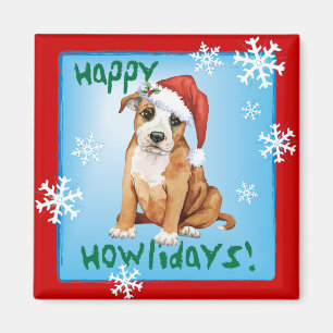 Aimant Happy Howlidays Staffordshire Bull Terrier