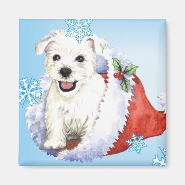 Aimant Happy Howlidays Westie (Devant)