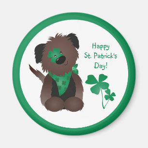 Aimant Happy Jour de la Saint Patrick Chien quatre feuill