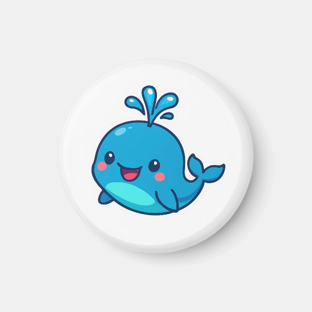 Aimant Happy Kawaii Baleine Sticker - mignon ami Océan (Devant)
