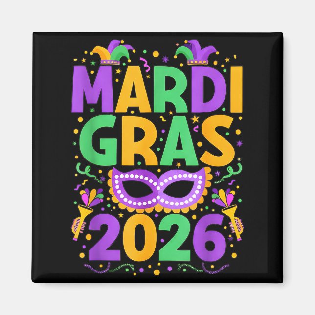 Aimant Happy Mardi Gras 2026 Costume New Orleans Matching (Devant)
