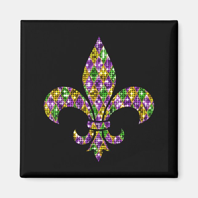 Aimant Happy Mardi Gras Carnival New Orleans Fleur De Lis (Devant)