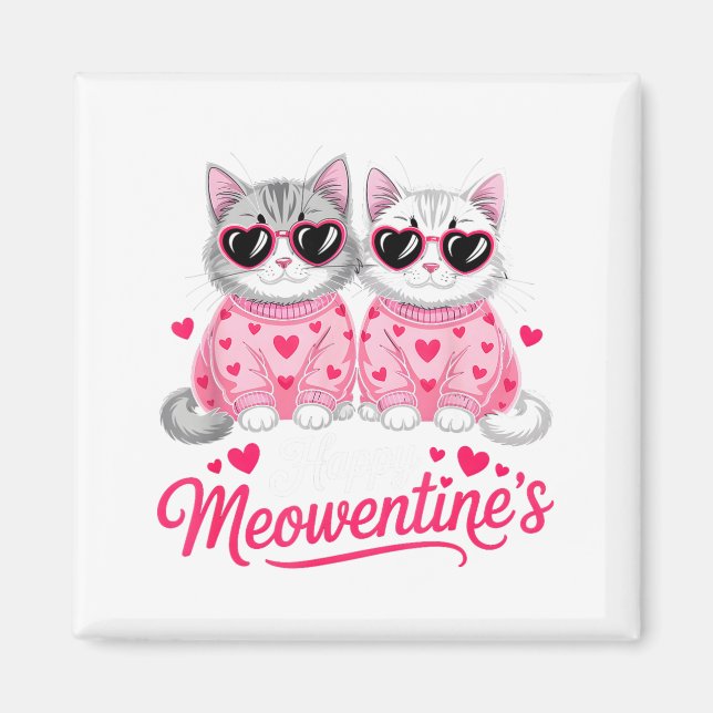 Aimant Happy Meowentine’s Cute Romantic Cats Couple Valen (Devant)