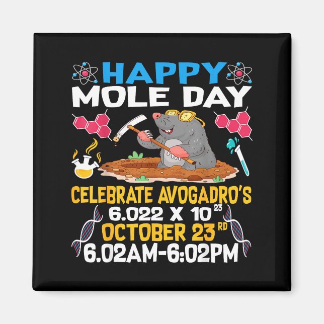 Aimant Happy Mole Day On 23rd October Chemistry Lover Wom (Devant)