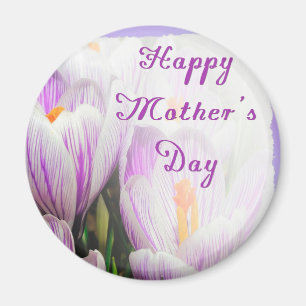 Aimant Happy Mother's Day Bright Purple and White Tulips