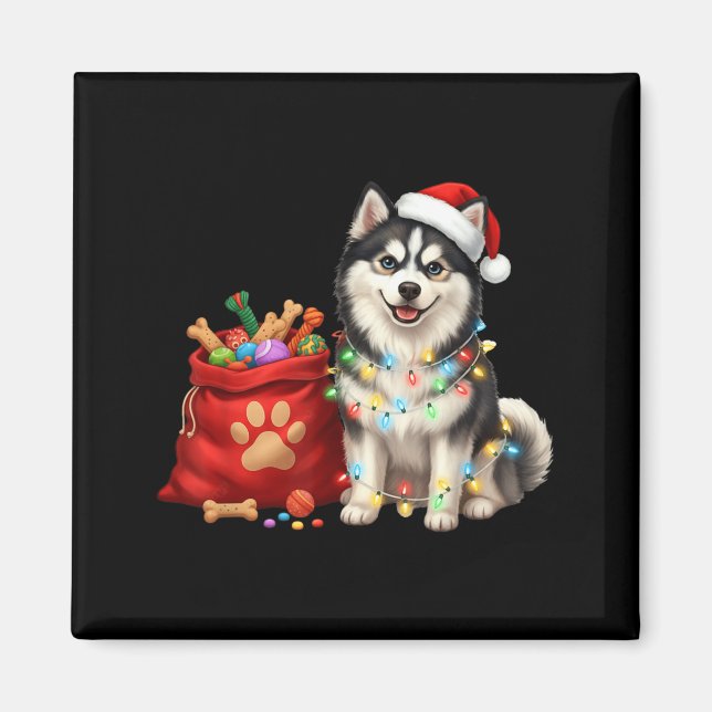 Aimant Happy Msky Christmas Lights Dog Mom Msky  (Devant)