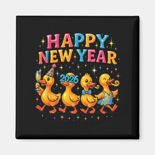 Aimant Happy New Year 2026 Cute Duck Party Gift  (Devant)
