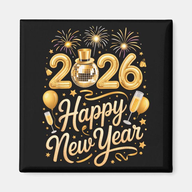 Aimant Happy New Year Party 2026 Funny Balloon Family Mat (Devant)