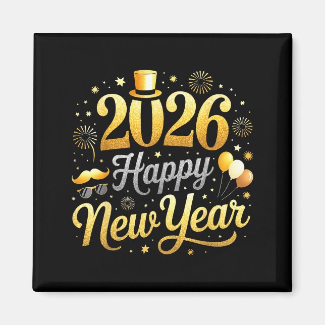 Aimant Happy New Year Party 2026 Funny Balloon Family Mat (Devant)