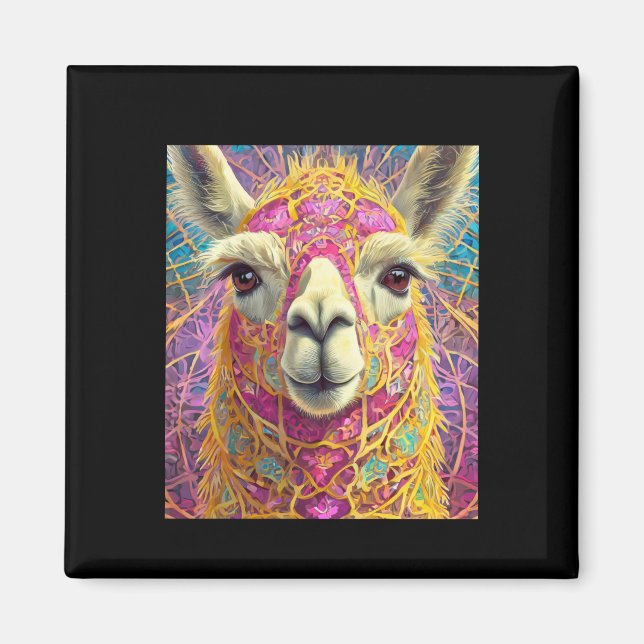 Aimant Happy Pink Lama Alpaca Sticker (Devant)