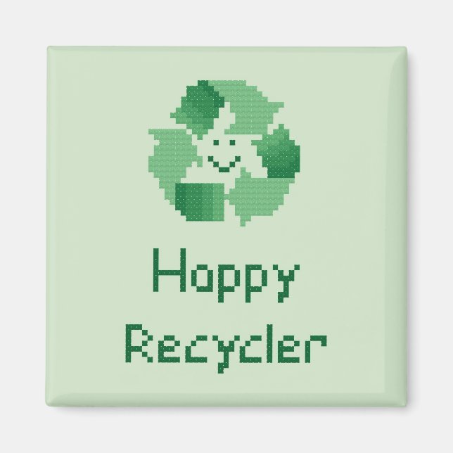 Aimant Happy Recycler Cross Stitch Motif (Devant)