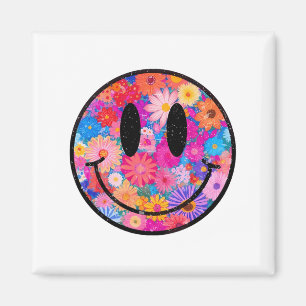 Aimant Happy Retro Daisy Smile Face Preppy Hommes esthéti