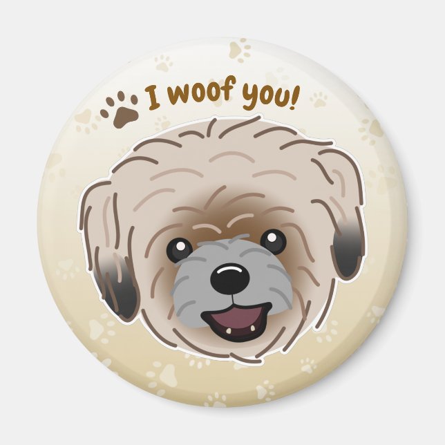 Aimant Happy Shih Tzu Amoureux des chiens I Woof You Paws (Devant)