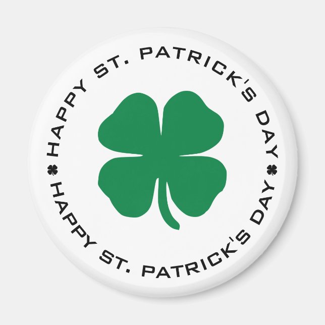 Aimant Happy St. Patrick's Day Shamrock Lucky Charm (Devant)