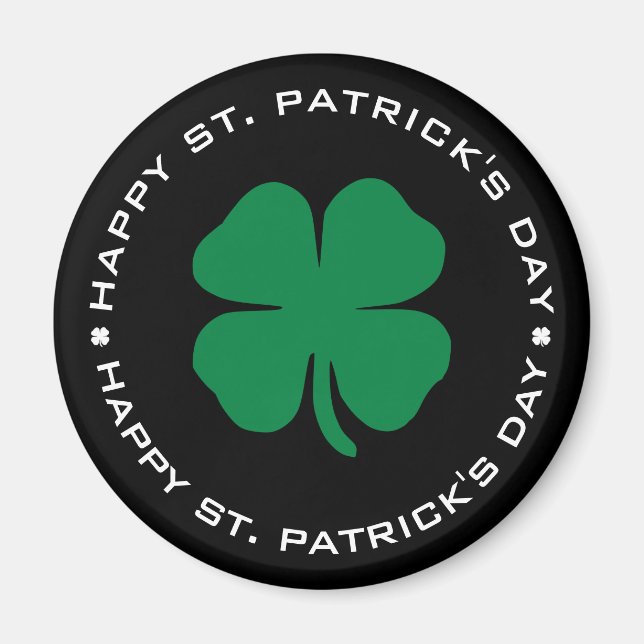 Aimant Happy St. Patrick's Day Shamrock Lucky Charm (Devant)