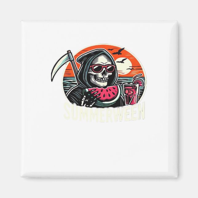 Aimant Happy Summerween Grim Reaper Watermelon Summer Hal (Devant)