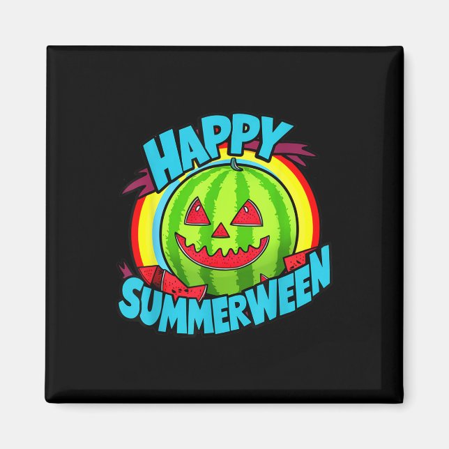 Aimant Happy Summerween Watermelon été Jack-o-lanterne (Devant)