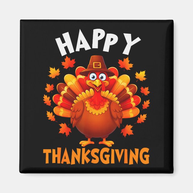 Aimant Happy Thanksgiving Funny Turkey Family Dinner Than (Devant)