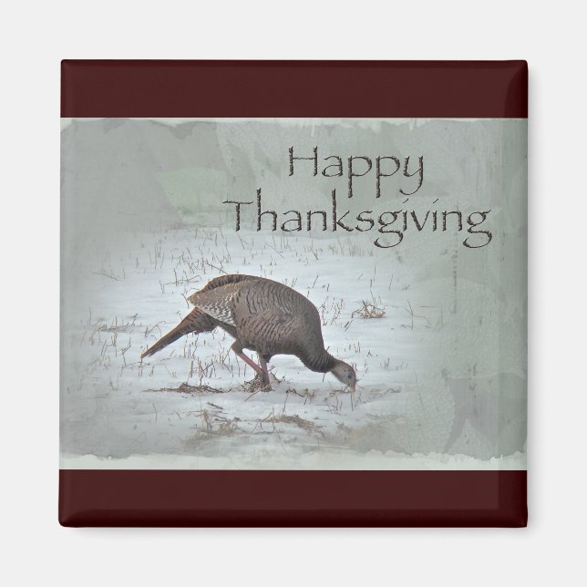 Aimant Happy Thanksgiving Wild Turkey (Devant)
