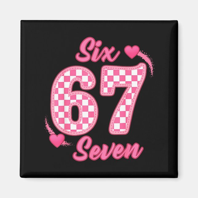 Aimant Happy Valentine’s Day 67 Meme Hearts Coquette Bow  (Devant)