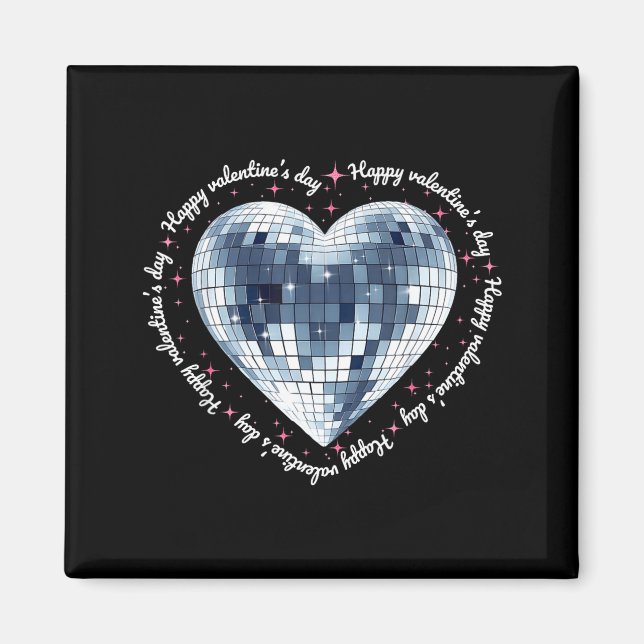 Aimant Happy Valentines Day Funny Coquette Diamond Disco  (Devant)