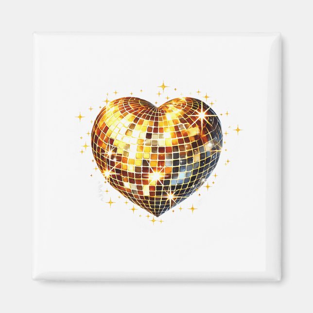 Aimant Happy Valentine's Day Funny Gold Coquette Disco Ba (Devant)