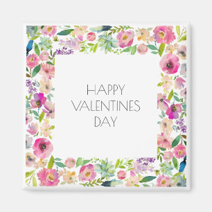 Aimant Happy Valentines Watercolor Floral Love You Name