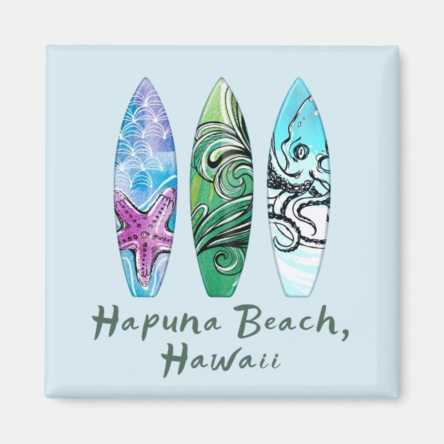Aimant Hapuna Beach Hawaii Surf boards (Devant)