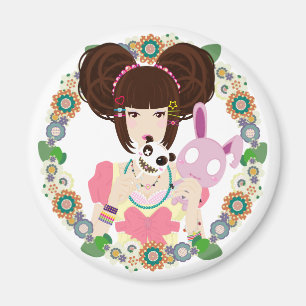 Aimant Harajuku Girl Yuriko - bordé