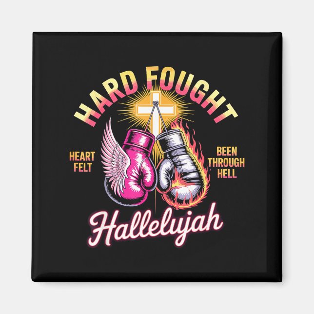 Aimant Hard Fought Hallelujah Boxing Gloves Faith  (Devant)
