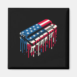 Aimant Harmonica à gouttes de peinture Drapeau américain 