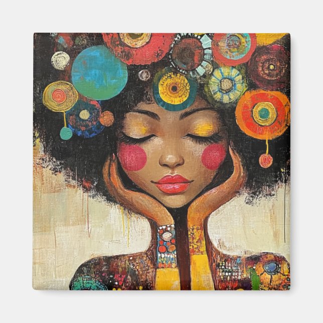 Aimant Harmonie de femme noire colorée  (Devant)