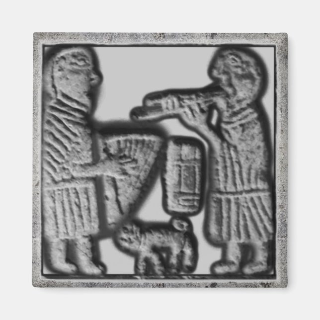 Aimant Harpe médiévale et tuyau avec chat (Devant)