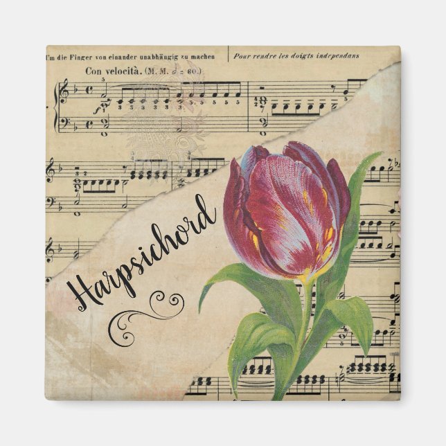 Aimant Harpsichord Elegant Tulip Partition Vintage (Devant)