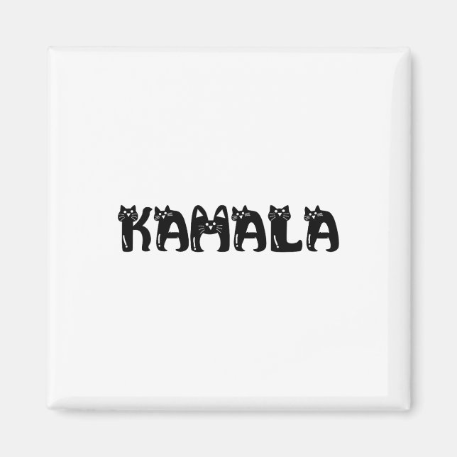 Aimant Harris Cat Lettering Positive Funny Election 2024 (Devant)