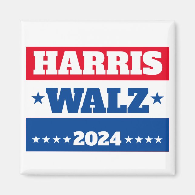 Aimant Harris Walz | Campagne Tim Walz 2024 bleu rouge (Devant)