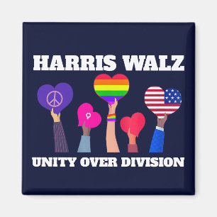 Aimant Harris Walz Unité de division LGBTQ Bleu foncé