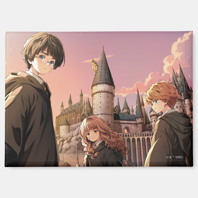 Aimant HARRY POTTER™ Hermione & Ron HOGWARTS™ Scène d'Ani (Recto)